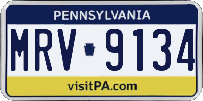 PA license plate MRV9134