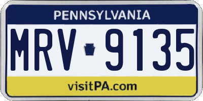 PA license plate MRV9135