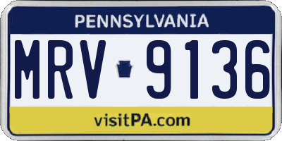 PA license plate MRV9136