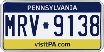 PA license plate MRV9138