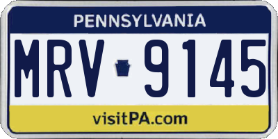 PA license plate MRV9145