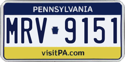 PA license plate MRV9151