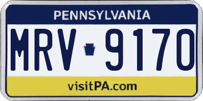 PA license plate MRV9170