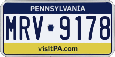 PA license plate MRV9178