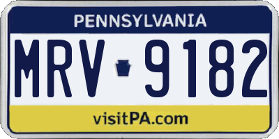 PA license plate MRV9182