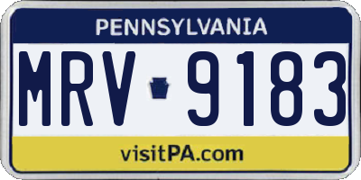 PA license plate MRV9183