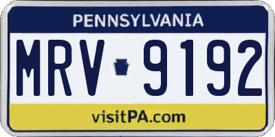 PA license plate MRV9192