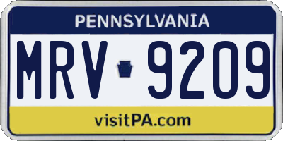 PA license plate MRV9209