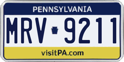 PA license plate MRV9211