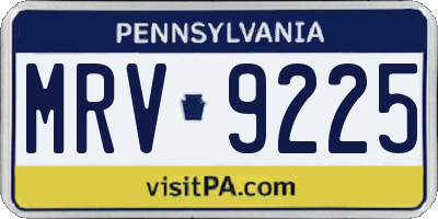 PA license plate MRV9225