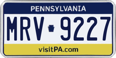 PA license plate MRV9227