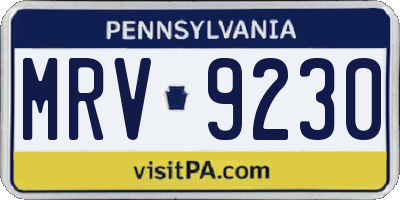 PA license plate MRV9230