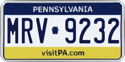 PA license plate MRV9232