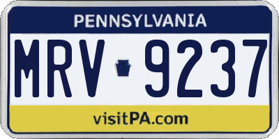 PA license plate MRV9237