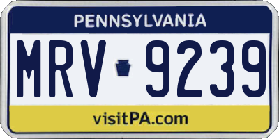 PA license plate MRV9239