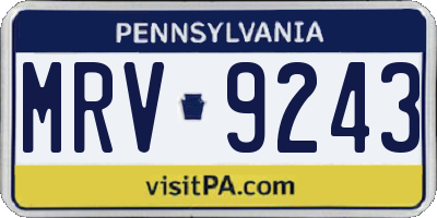 PA license plate MRV9243