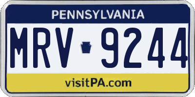 PA license plate MRV9244