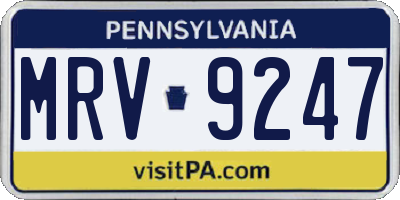 PA license plate MRV9247