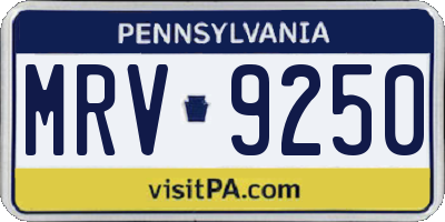 PA license plate MRV9250