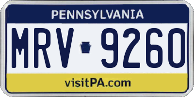 PA license plate MRV9260