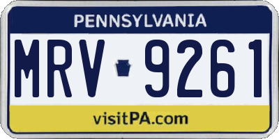 PA license plate MRV9261