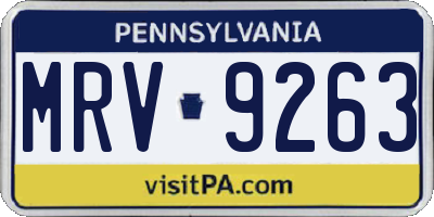 PA license plate MRV9263