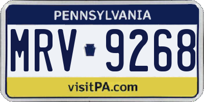 PA license plate MRV9268