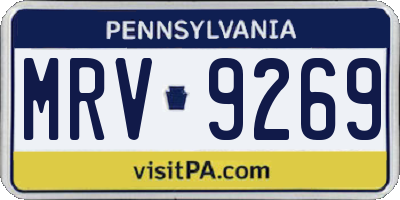 PA license plate MRV9269