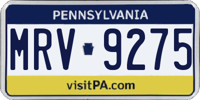 PA license plate MRV9275