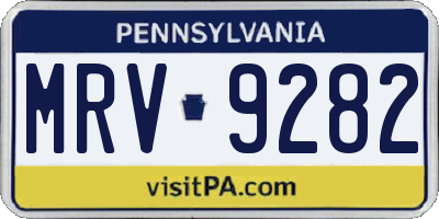 PA license plate MRV9282