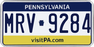 PA license plate MRV9284