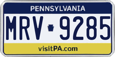PA license plate MRV9285