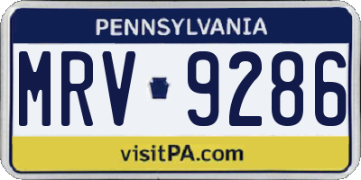 PA license plate MRV9286