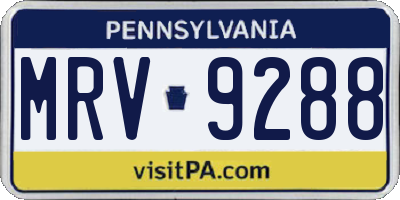 PA license plate MRV9288