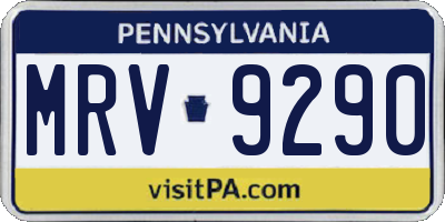 PA license plate MRV9290