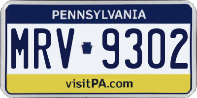 PA license plate MRV9302