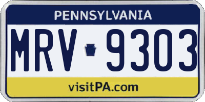 PA license plate MRV9303
