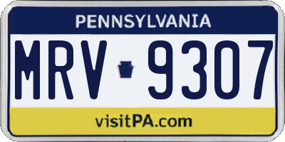 PA license plate MRV9307