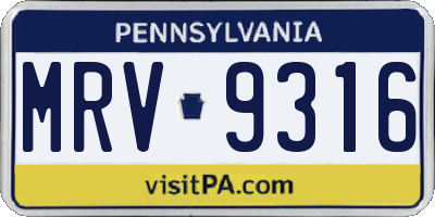PA license plate MRV9316