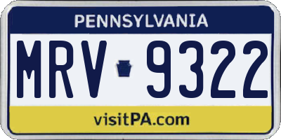 PA license plate MRV9322