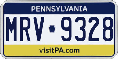 PA license plate MRV9328