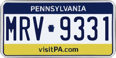 PA license plate MRV9331