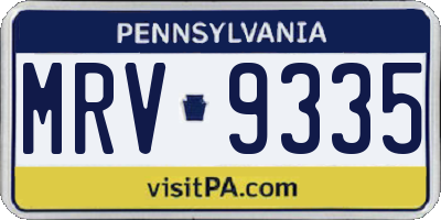 PA license plate MRV9335