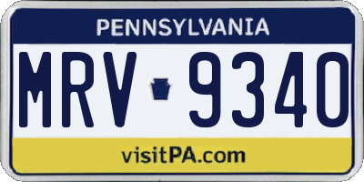 PA license plate MRV9340