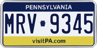 PA license plate MRV9345