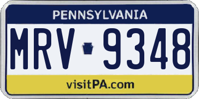 PA license plate MRV9348