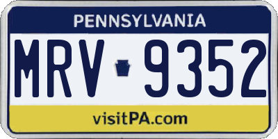 PA license plate MRV9352