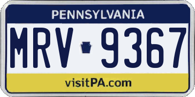 PA license plate MRV9367
