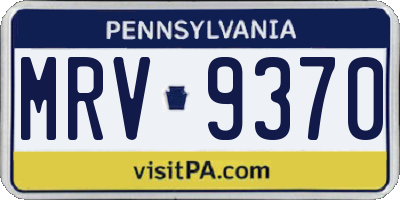 PA license plate MRV9370