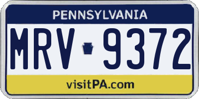 PA license plate MRV9372